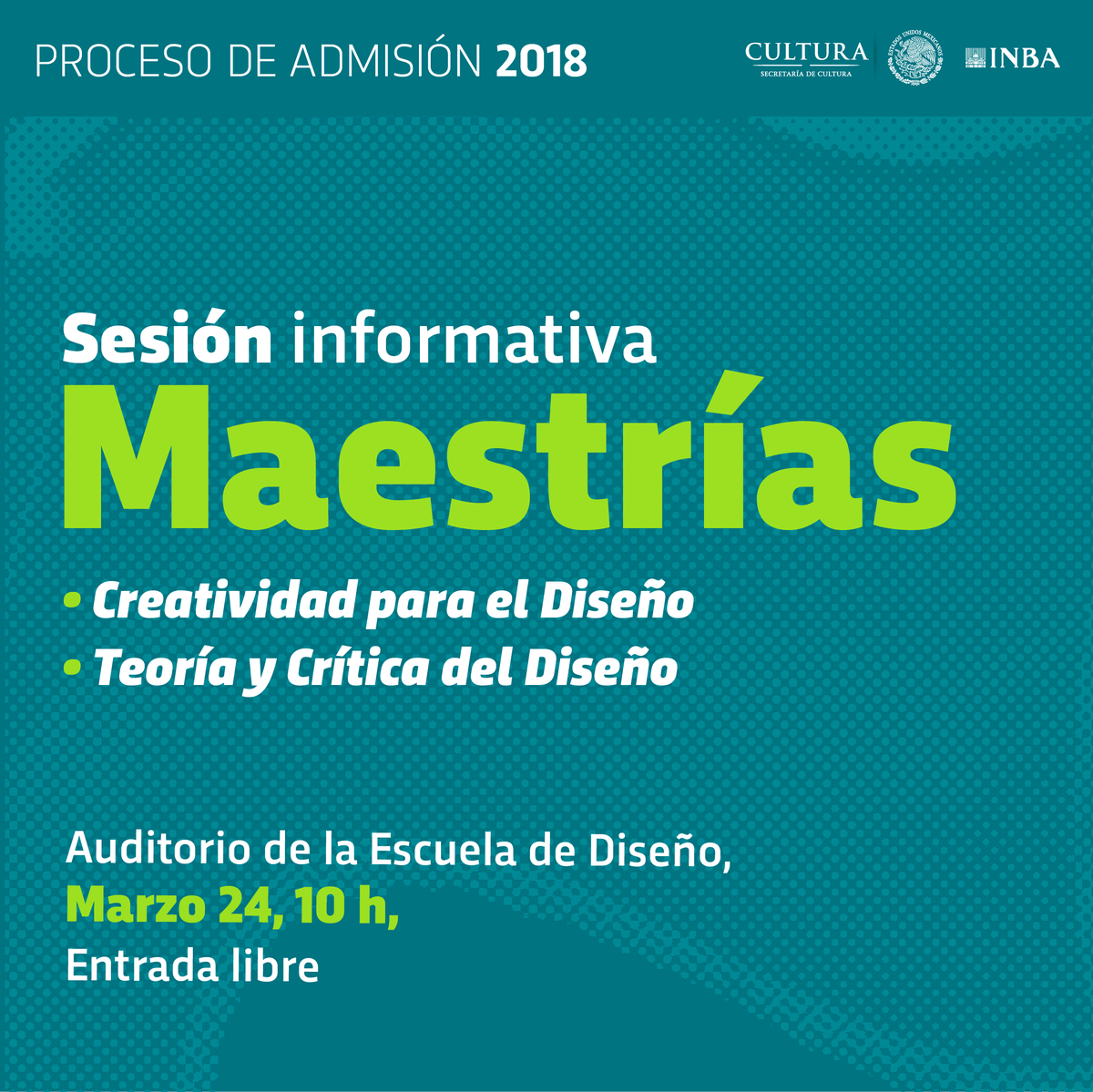 edinba_oficial's tweet photo. ¡Mañana! te esperamos en la sesión informativa para las Maestrías en Creatividad para el Dise��o y Teoría y Crítica del Diseño. Conoce el proceso de admisión y el enfoque de cada programa. 
Auditorio de la Escuela de Diseño, 
24 de marzo 10 h,
Entrada libre, sin registro previo https://t.co/ogIigqyqnX