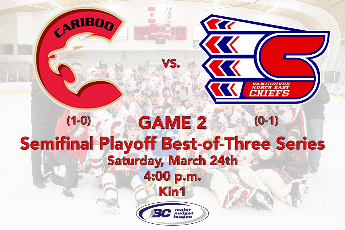 GAME DAY!!!!!!!

Fresh off a 5-2 win last night, the Cougars look to close out the best-of-three BCMML semifinal series against the @NEChiefs_MML

Let's pack the place to the roof and show the boys a ton of support and show the Chiefs how loud PG fans can be.

#defendthenorth