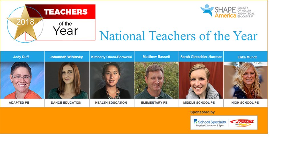 SHAPEAmerica's tweet photo. Congratulations to all of our National Teachers of the Year and for the generous support of @Sportime_SPARK our exclusive sponsor of the #SHAPEAmerica Teacher of the Year Program! What a night! #SHAPENashville 🙌 https://t.co/gQt1OQZRfb