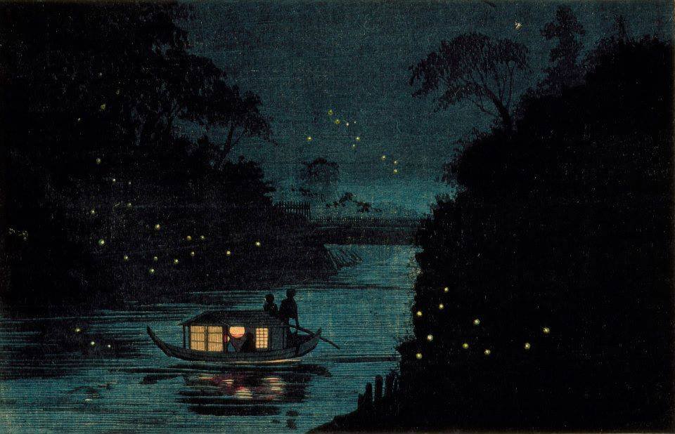 Kobayashi Kiyochika（小林 清親, 1847-1915) Fireflies at Ochanomizuaa, late 19th century. Woodblock print