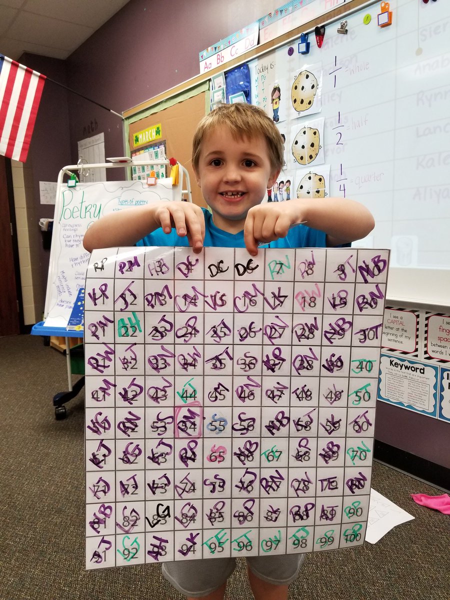 Mrs_S_ODonnell's tweet photo. Our first March Madness 100 chart winner! Way to go, so proud of you!! @HumbleISD_LSE #leopardspotting #positivebehaviorreinforcement #lovemyfirsties https://t.co/X9tDLLM7Be