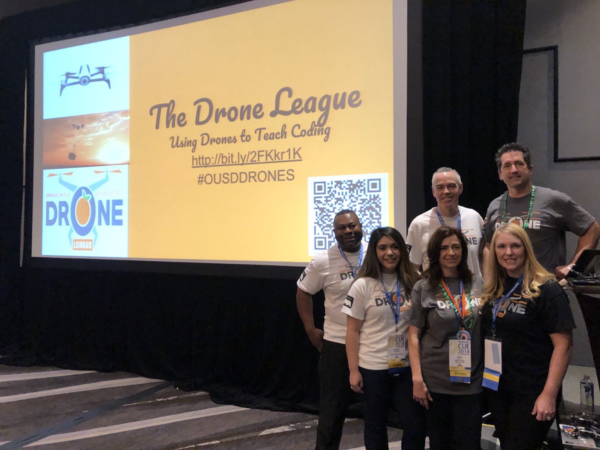 Dr_John_Albert's tweet photo. Want to thank a great team of educators @mr_jcazeau @Rkolset @MissResendez09 @lilbirdie691 @Michelleowen111 for presenting with me about #ousddrones at #CUE18 #OUSDCUE https://t.co/ONfw4NzN8N