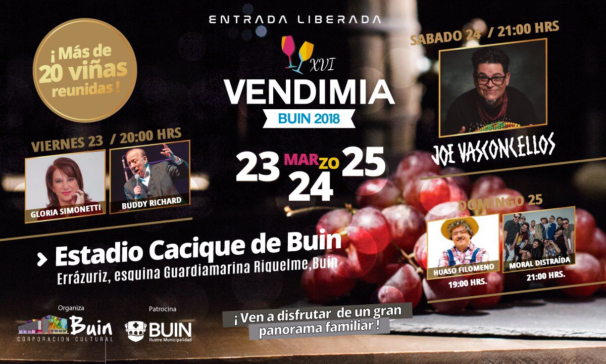 Delegación Presidencial Regional Metropolitana (@dpr_rm) on Twitter photo No te quedes fuera y disfruta las fiestas de la Vendimia en la Región Metropolitana 🍇🍷 Del 23 al 25/03 <a href="/municipio_buin/">MUNICIPIO DE BUIN</a> te invita a celebrar con un gran panorama que reúne a más de 20 viñas del Valle del Maipo #RMdeTodos No te quedes fuera y disfruta las fiestas de la Vendimia en la Región Metropolitana 🍇🍷 Del 23 al 25/03 <a href="/municipio_buin/">MUNICIPIO DE BUIN</a> te invita a celebrar con un gran panorama que reúne a más de 20 viñas del Valle del Maipo #RMdeTodos