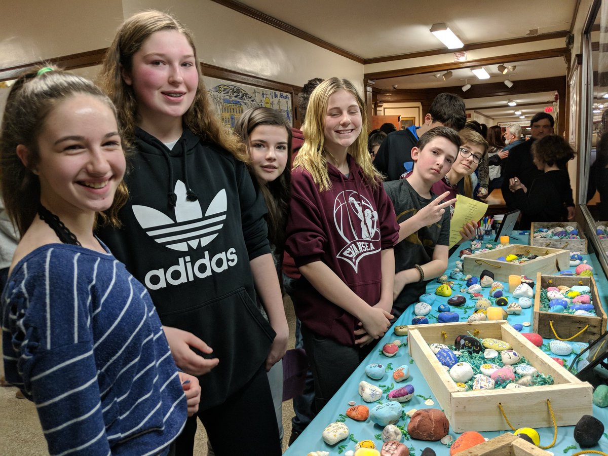 JCJHSArt's tweet photo. So much kindness shared at the 13th Annual Variety Show and Art Exhibit! Thank you for participating in the JCJHS Kindness Rocks Project.#CJHSRocks @casejrhigh https://t.co/gKb89PHvo2