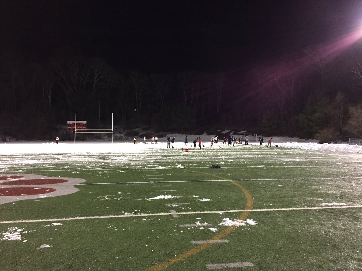 MiltonHighLax's tweet photo. And the field is clear!!! Hard work by the boys &amp; girls lax teams, fueled by Pat’s Pizza in Lower Mills. #’Cats #Buildingtradition https://t.co/NFC9nIaxny