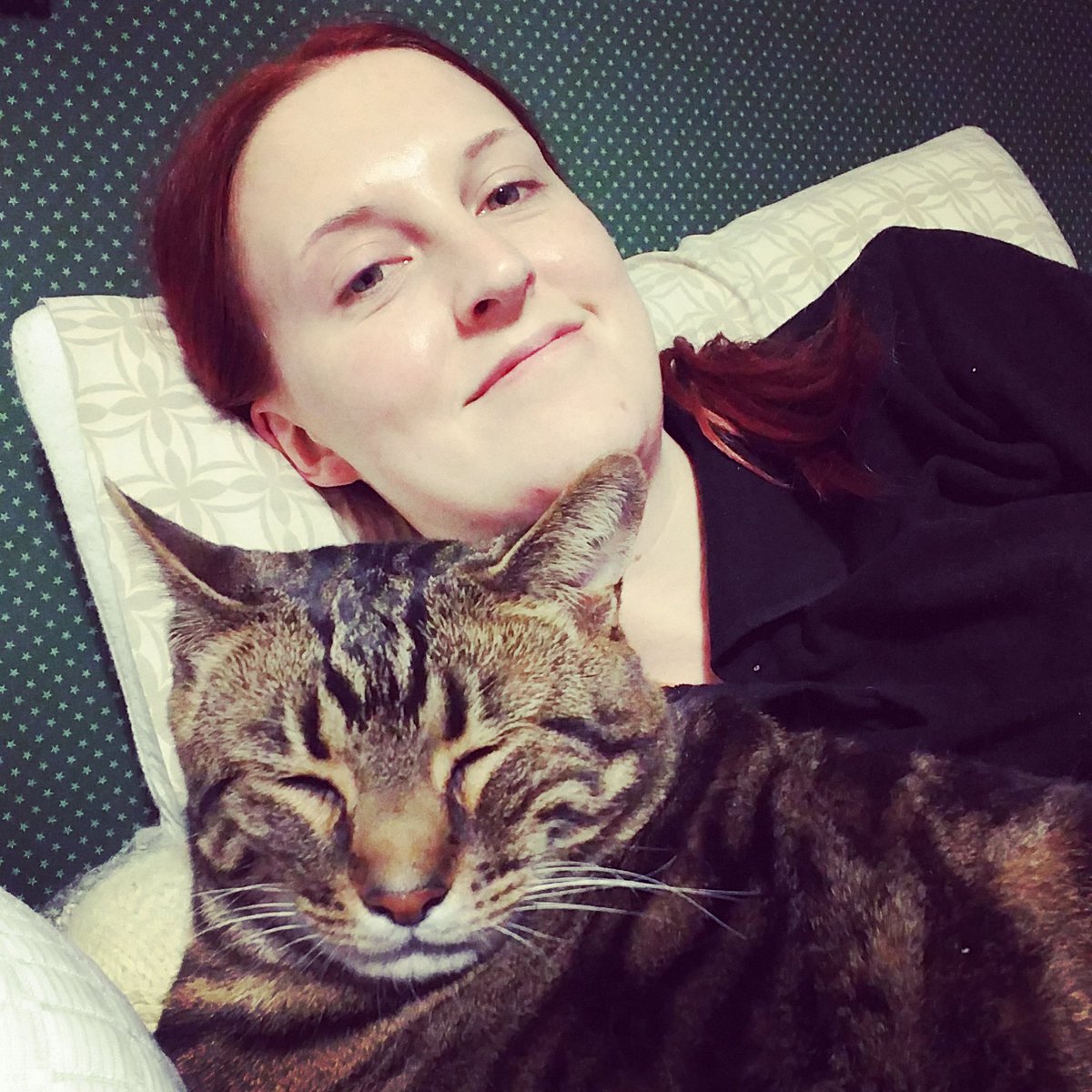 MeaghanMacD14's tweet photo. Fat cat loves to cuddle up. #fatcat #Blu #mommysboy https://t.co/XYp421WsjK