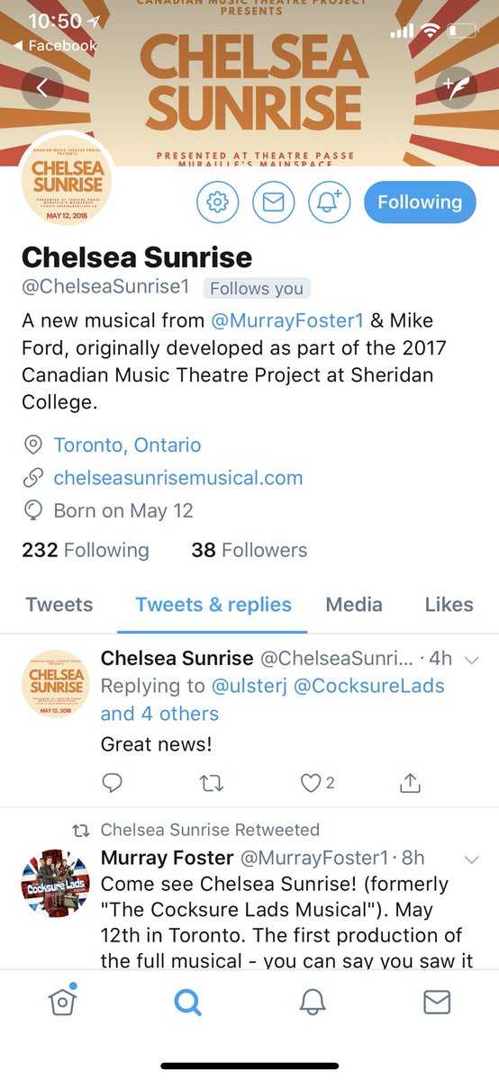 kimhenry124's tweet photo. Hey @torontonianAl ! I wanted to make sure you saw @MurrayFoster1 next iteration of @CocksureLads : @ChelseaSunrise1 ! @fredawhittle2 & I will be going on May 12! #staycocksure https://t.co/lynYm8sgbB
