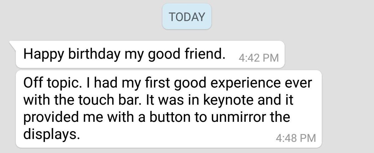 gabrielvaldivia's tweet photo. Best birthday present from @charliedeets #teamtouchbar https://t.co/Lo7qYe5i50