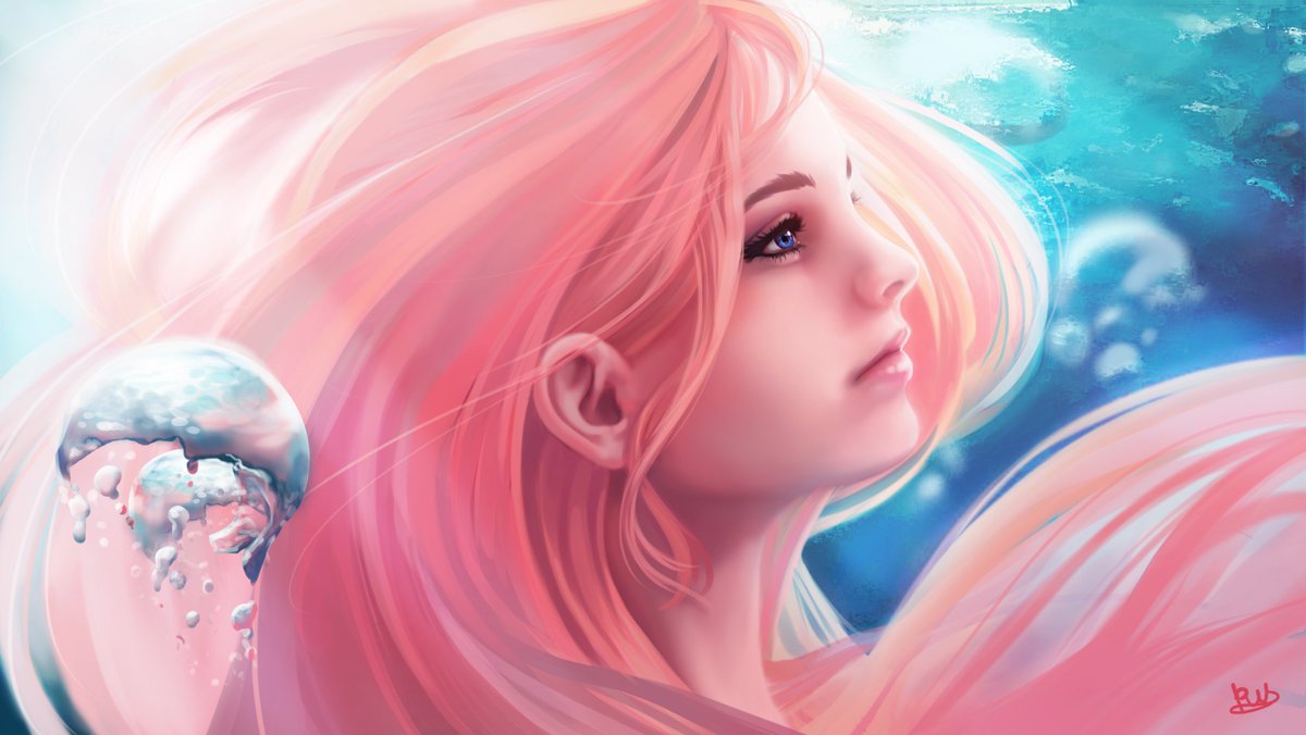 crystalclouds77's tweet photo. Made some time to finally make some art again.
#sinking #art #digitalart #pinkhair #girl https://t.co/c4Hh2eVPC7