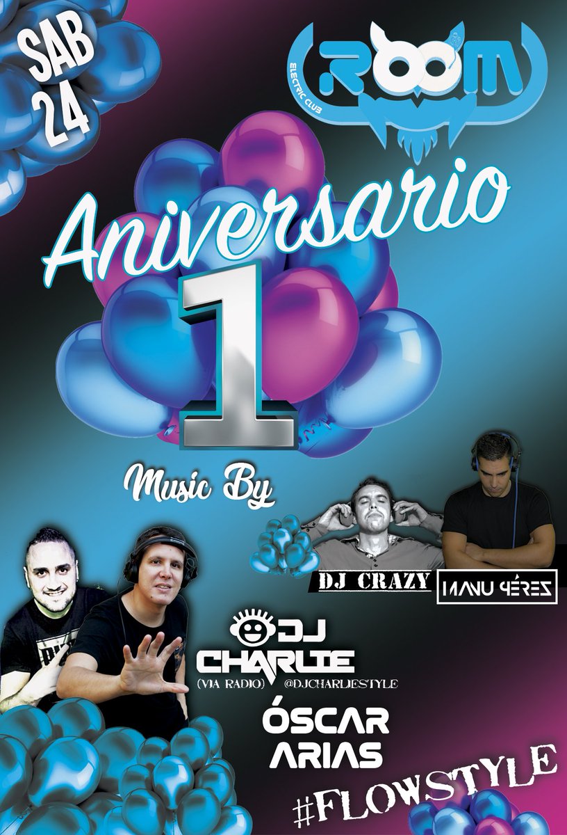 djcharliestyle's tweet photo. ¡VAMOS! esta noche fiestón de ANIVERSARIO ROOM en Ponteareas, con @DjOscarArias Manu Pérez, Crazy y @djcharliestyle y el mejor #FLOWSTYLE ¡Te espero! #djcharlie #ponteareas #fiesta https://t.co/TWWBEobXyZ