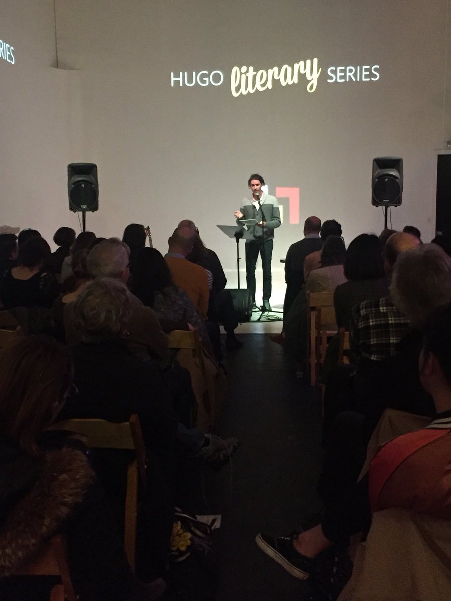 HugoHouse's tweet photo. Joshua Ferris explaining why his novel-in-progress is titled My Cosmic Significants: “My Cosmic Significance sounded too serious, so I intentionally misspelled it.” #LitSeries https://t.co/UJjXi3V6k3