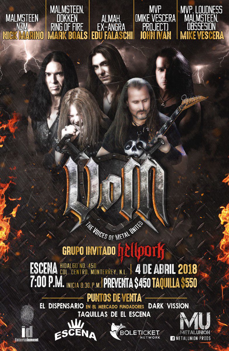 El proyecto #VoicesOfMetal viene a #Monterrey y tenemos una promo para tomar muy en cuenta: compra dos entradas para el concierto del 4 de abril y llévate una más #gratis ! Aprovecha el 3x2 exclusivamente en la taquilla de #EscenaMty Adm. General $450