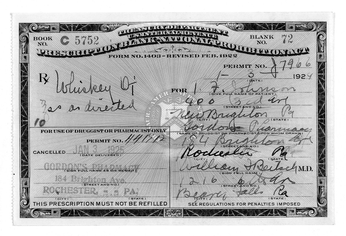 16) Prohibition-Era Prescription For Whiskey.