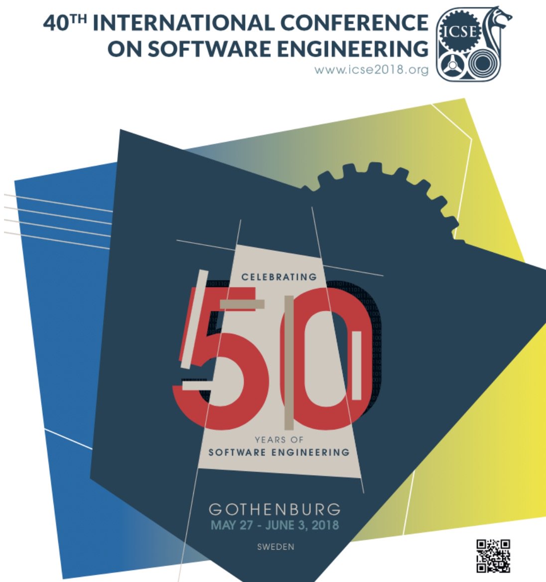 ICSEconf's tweet photo. Did you know that in 2018 #ICSE will celebrate its 40th anniversary and 50 years of #SoftwareEngineering? Come to @goteborgcom to celebrate with us! Pss.. there is even a dedicated track for the 50 years of SE! https://t.co/hINscQChhm @ieeesoftware @sigsoft @CS_Conferences https://t.co/pERAf2Vqp4