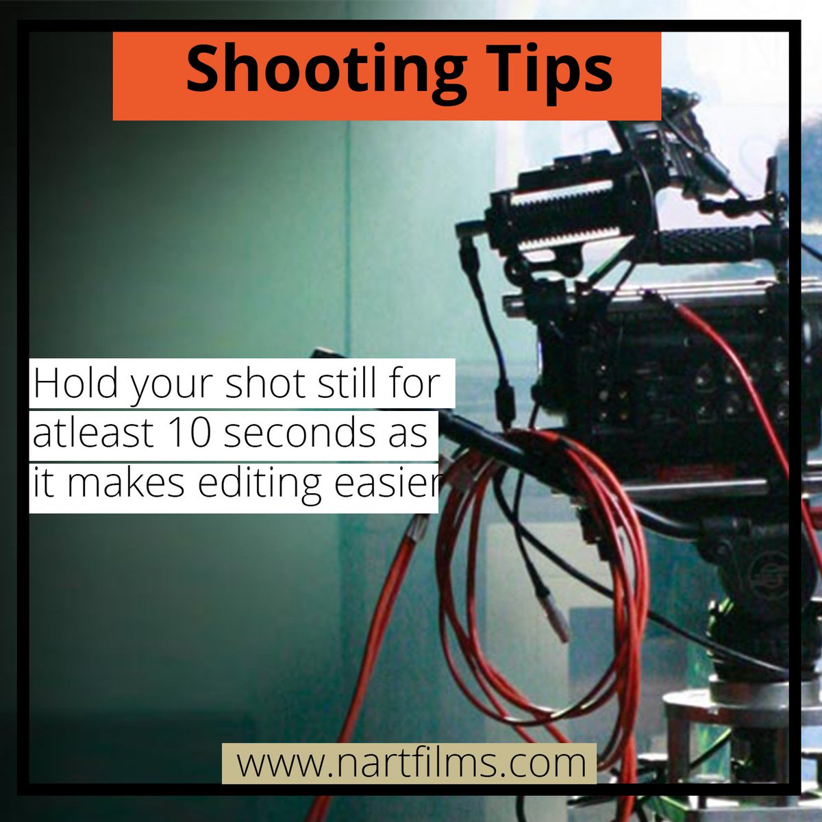 nartfilmsindia's tweet photo. #Shooting Tips #NARTFILMS
Hold your #shot still for at least 10 seconds as it makes editing easier. https://t.co/d53WzbnLFF