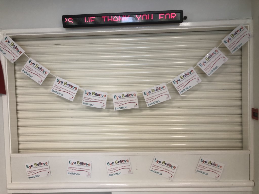 Bham_Childrens's tweet photo. Gearing up for the official launch of our new #EyeDepartment waiting area. Looking forward to seeing all our lovely supports soon! https://t.co/5p6btehe2x