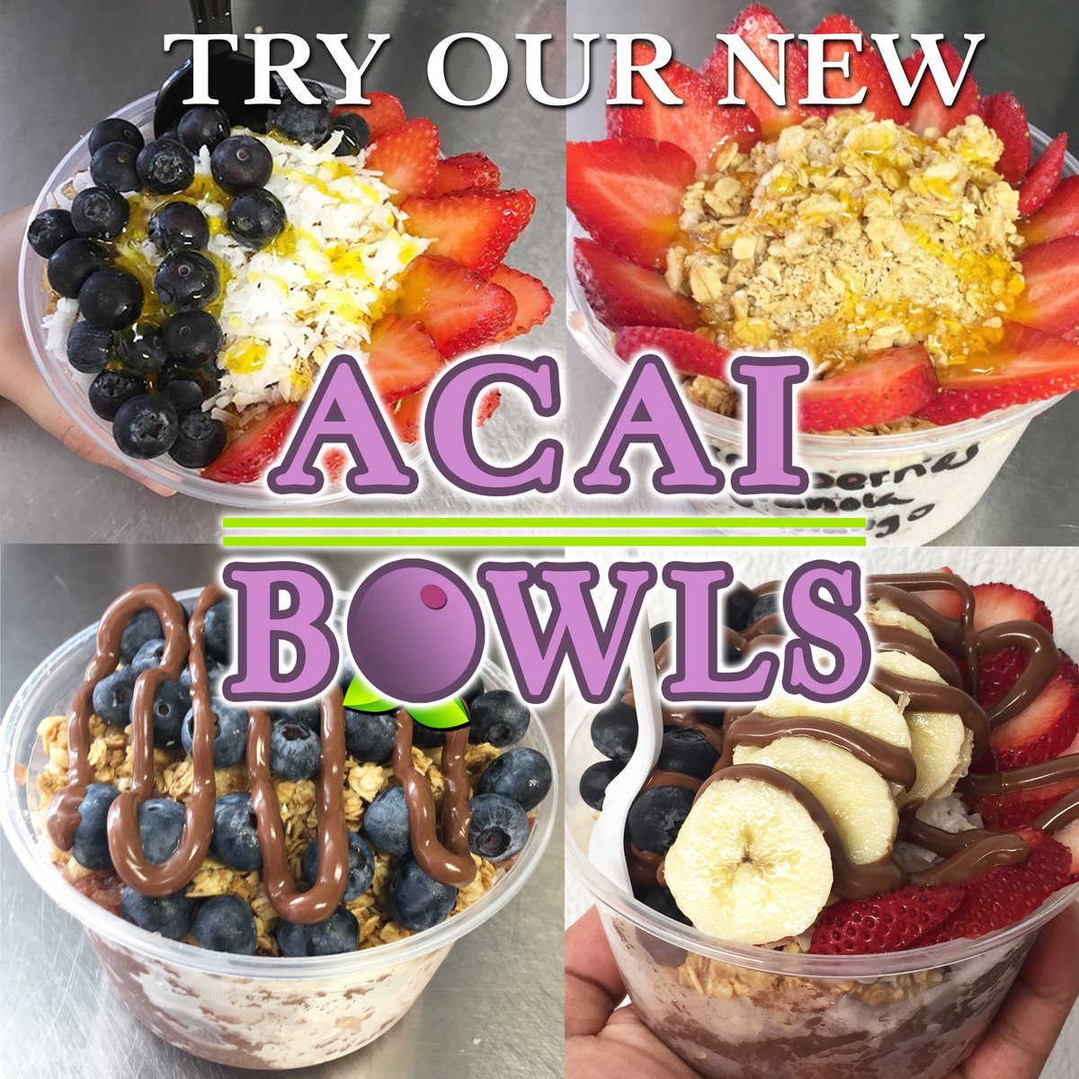 SandyPDonuts's tweet photo. Try our new acai bowls! Open 7-6 Saturday &amp; Sunday! #sandyponydonuts #sandybowls #acaibowls https://t.co/GEjAvz9QAK