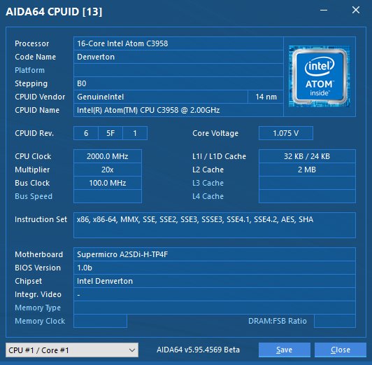 InstLatX64's tweet photo. 16-Core #Intel Atom C3958 (#Denverton) 506F1 CPUID dump refresh, MemLat dump, CPUID, C&M, GPGPU panel added -
with 3 #Spectre/#Meltdown mitigation features (#IBPB/#IBRS, #STIBP, IA32_ARCH_CAPABILITIES) https://t.co/S4MCVk9EI6
