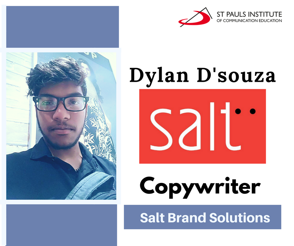 stpaulsice's tweet photo. Congratulations Dylan D'souza on getting a job as a Copywriter at Salt Brand Solutions. We wish you all the best for your career!
#SpiceSuccessStories #AdvertisingBatch #MediaSchool https://t.co/KY3VQv6sZ5