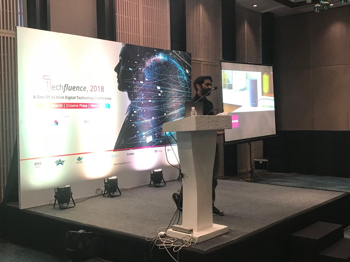 Techfluence_In's tweet photo. Voice represents the next major #disruption in computing says Sohan Maheshwar in his session on Building Voice-Enabled Experiences with #Alexa happening at @techfluence_in #techFluence #devops @soganmageshwar https://t.co/85w4YOomcC