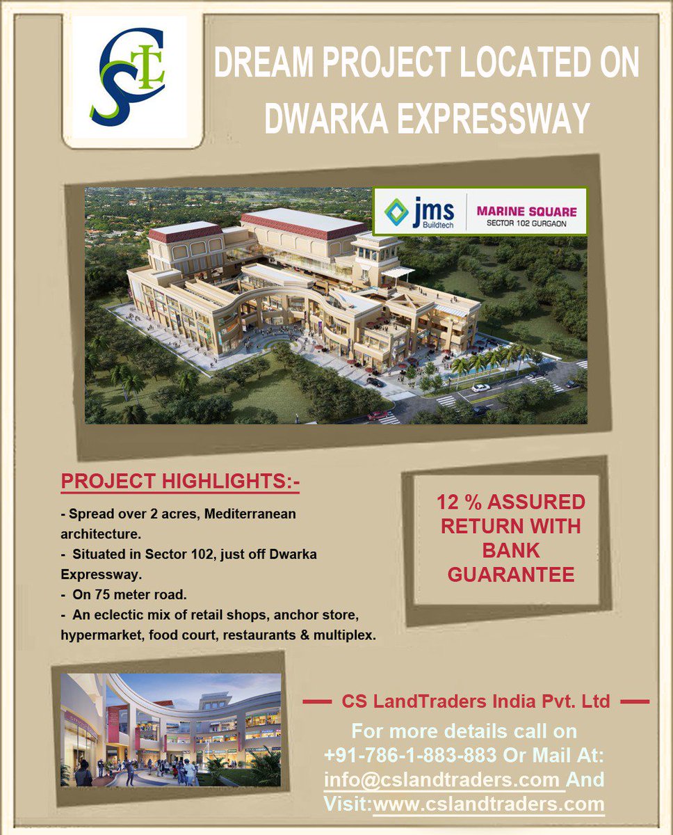 CSLandtraders's tweet photo. FREE #DUBAITRIP on #FirstBooking!
#JMS #MARINESQUARE #Sector102
Just off2 #DwarkaExpressway
#BankGuarantee on12% #AssuredReturn
Flexible payment option is open
Min #Investment 18lacs
#Call 4Further #Inquiry #CSLT+917861883883
#realestateinvesting #Navratri2018 #commercialproperty https://t.co/7BnTsclHLK