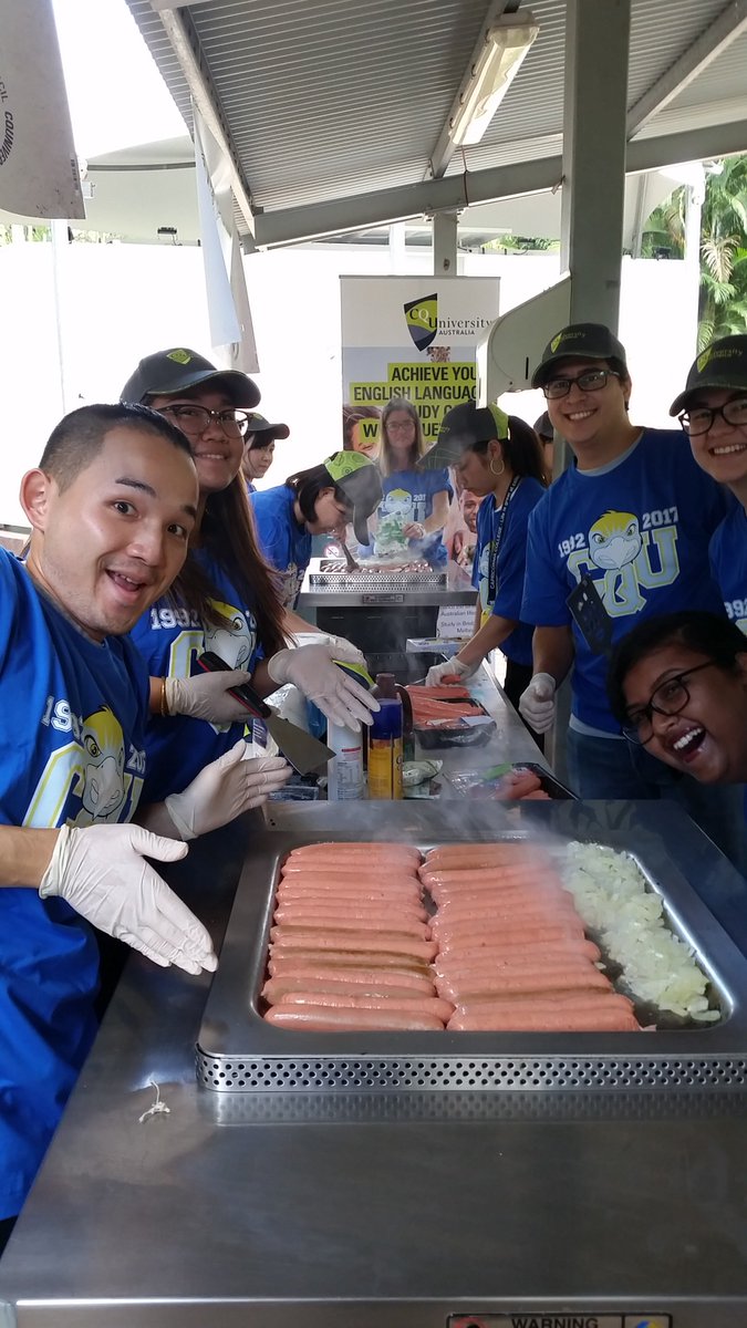 CQUSRC's tweet photo. English Language Centre students cooking up a storm for #omgweek at #CQUni Rockhampton North campus last week. Thanks for a top effort, crew! P.S. Love the #Birdy shirts! https://t.co/iULA8Fo0Lt
