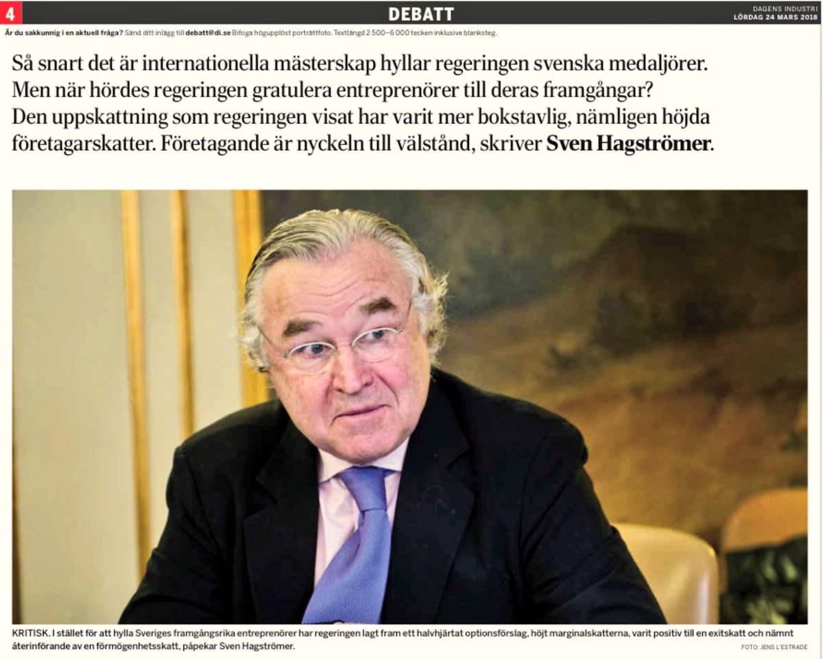 gunthermarder's tweet photo. Lysande av @sven43 på Di Debatt. Politiker borde hylla företagare på samma sätt som de uttrumpetar sina glädje över enskilda idrottares framgångar. Landet behöver fler företagarhjältar: https://t.co/WxfrJAYhvo #4av5jobb https://t.co/uMZuA1FSDY
