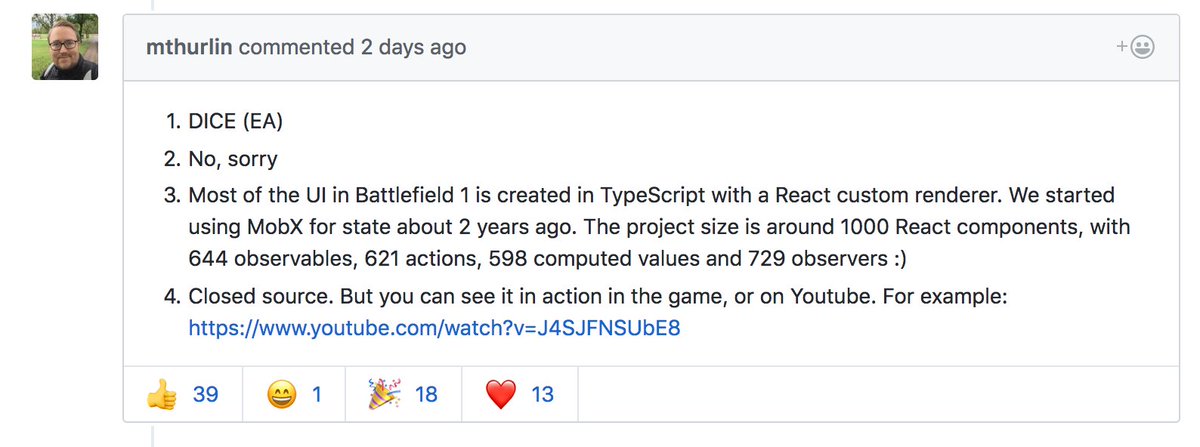 thekitze's tweet image. Holy CRAP! Battlefield 1 is using React + MobX for the game UI 🤯😱