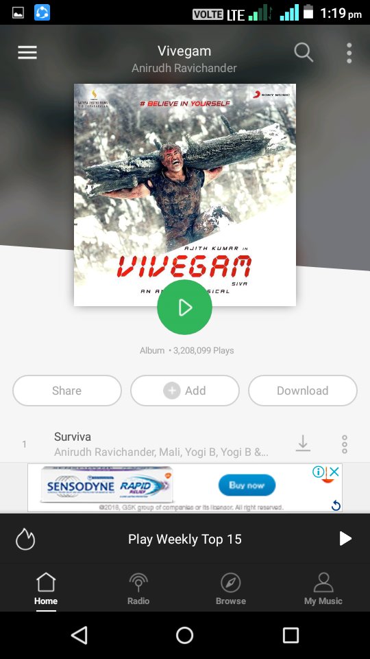 ShaMahadev's tweet photo. #Mersal Album Hits 10M Plays in @Saavn 👌
Just 30% of Mersal.. Mass na Thalapathy da.

@NaNBaNSuKuMaR @ramk8059 @MersalNithya114 @MersalFilm @JeniChristy92 #Thalapathy @actorvijay 💪 #Mersal 🔥🔥  #10MAlbumPlaysForMersal 
#FeelDifference #Thalapathy #Thala https://t.co/sVbeSJ7Kn7