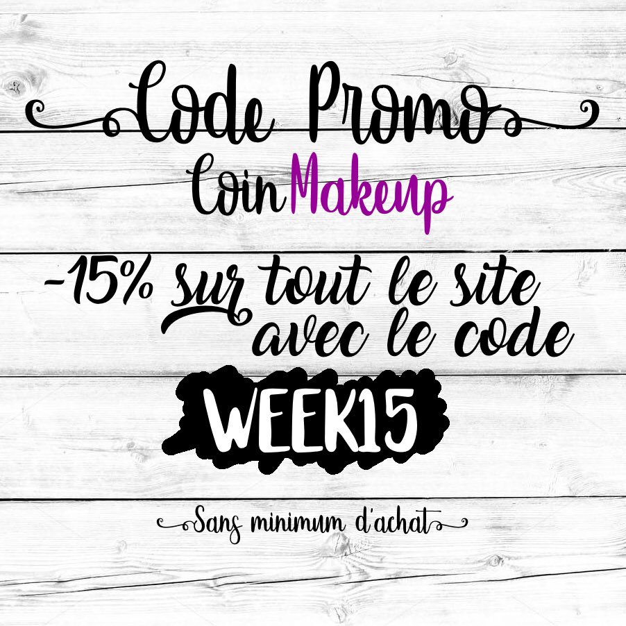 CoinMakeup's tweet image. 📢📢ALERTE Code Promo sur CoinMakeup 💸💸-15% de remise sur tout le site avec le code promo WEEK15 !!!! 😱😱😱😱 valable jusqu'au 25/03/18 minuit sans minimum d'achat 😉 #coinmakeup #codepromo #codereduc #bonplan #remise