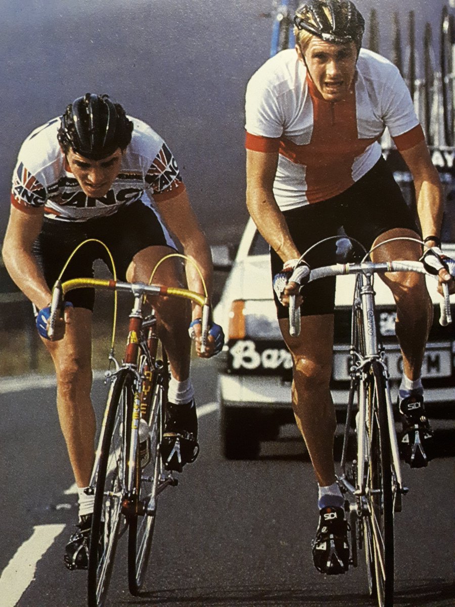 mission753's tweet photo. Joey McLoughin and Paul Watson in the race winning move through the Peak District at the Sealink International 1985. (pic Graham Watson) https://t.co/uJPAEdr50B