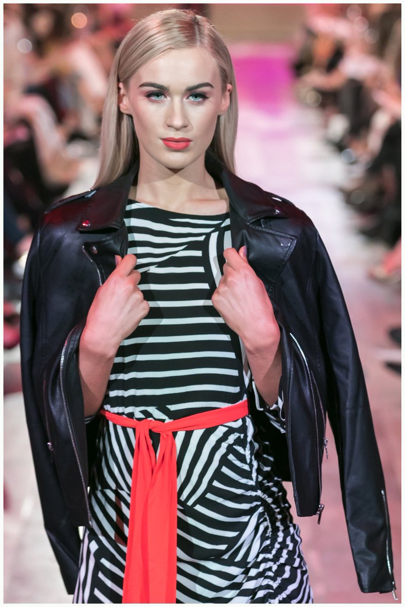 coxcom15's tweet photo. Aimee Boyle at the Belfast Fashionweek High Street Heaven show wearing preen b&amp;w dress and vila black pu jacket. @amz_330 @BELFASHIONWEEK @WCCNI @Debenhams @PaddyMUA https://t.co/xoBrE24UOm