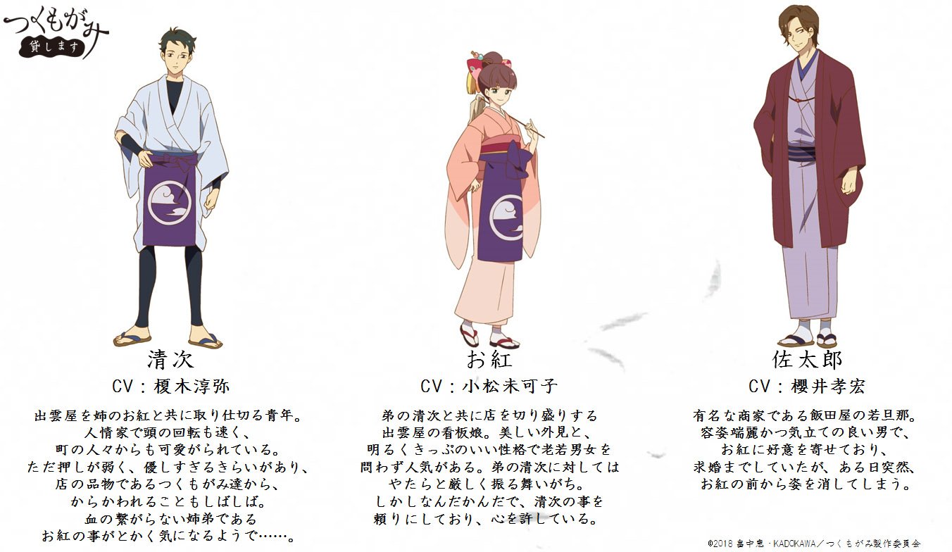 アニメ つくもがみ貸します 公式 Info 清次 お紅 佐太郎 のキャラクター設定 紹介文を公開 義理の姉弟に加え 姉のお紅に求婚までしていた佐太郎 三人の関係性がどう描かれるのか お楽しみに アニメ つくもがみ貸します 公式 Info 清次 お紅 佐太郎 のキャラクター設定 紹介文を公開 義理の姉弟に加え 姉のお紅に求婚までしていた佐太郎 三人の関係性がどう描かれるのか お楽しみに