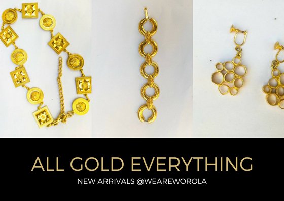 weareworola's tweet photo. New arrivals! All Gold everything....
#clearoutoldstock #realdiscounts #Saturday #owambe #weareworola #worola #discount #sales #Nigerian #designer #fashion #brands #wekeepmoving #fun https://t.co/LBEKFwtzah