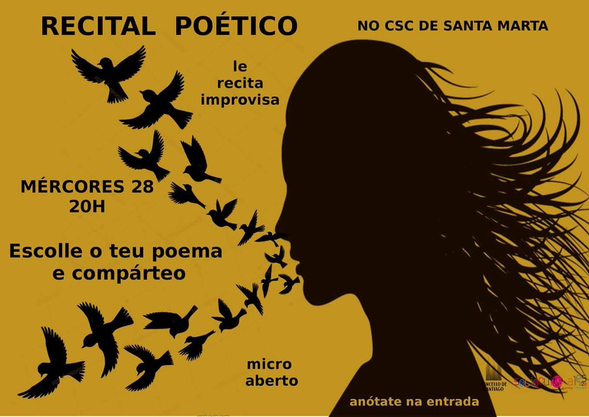 RedeCSCSantiago's tweet photo. O Centro Cívico de Santa Marta convídanos a participar no Recital Poético do vindeiro 28 de marzo. Unha cita a non perder! https://t.co/L3zF9TkayU