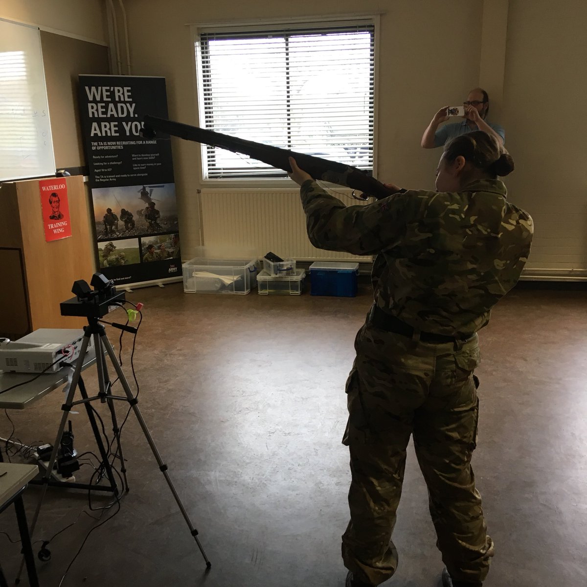 Cdt Cappleman trying out the clay target simulator on a shooting development weekend 
<a href="/ShootingCeyorks/">ceyorks_shooting</a> <a href="/CEYorks/">C & E Yorks Wing</a>