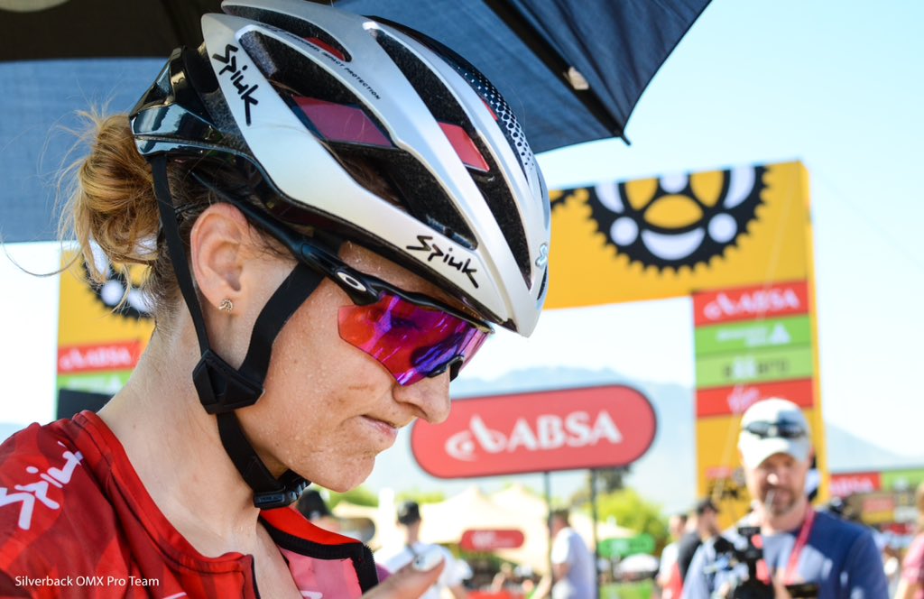 OMXProTeam's tweet photo. This tough lady started @CapeEpic Stage 6 with sickness. #SilverbackKMC have gone through the final point with 16km to go, and looking okay.
#weareOMX #BornToBeFast https://t.co/DbEepAGdVJ