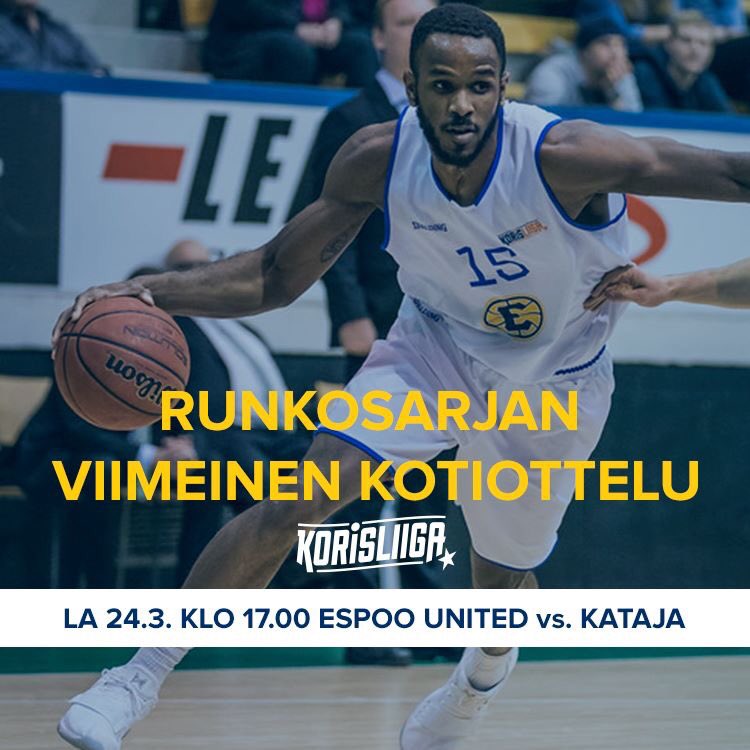 unitedbasket's tweet photo. KOTIPELIPÄIVÄ! Tänään pelataan kauden kovimmista pisteistä, unelma pudotuspeleistä elossa yhä. Vieraaksi Tapiolaan @KatajaBasket. 

Ennakkoliput: https://t.co/LP04WzCInt

#EspooUnited #Korisliiga https://t.co/hF6FP2otxY