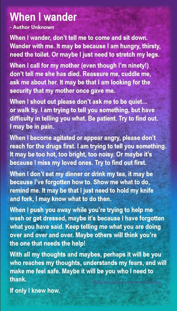 This is a great reminder of how we should try and and understand people who for whatever reason are disorientated! #dementia #delirium, #encephalitis and many other conditions people are living with