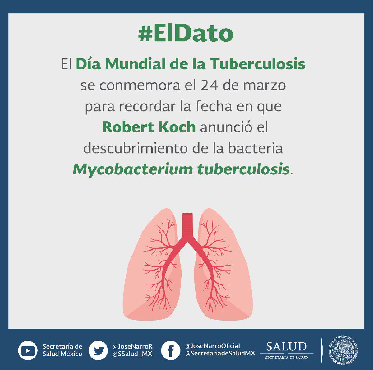 El 24 de marzo de 1882, Robert Koch anunció el descubrimiento de la bacteria causante de la tuberculosis #DíaMundialDeLaTuberculosis #FinDeLaTB #EndTB