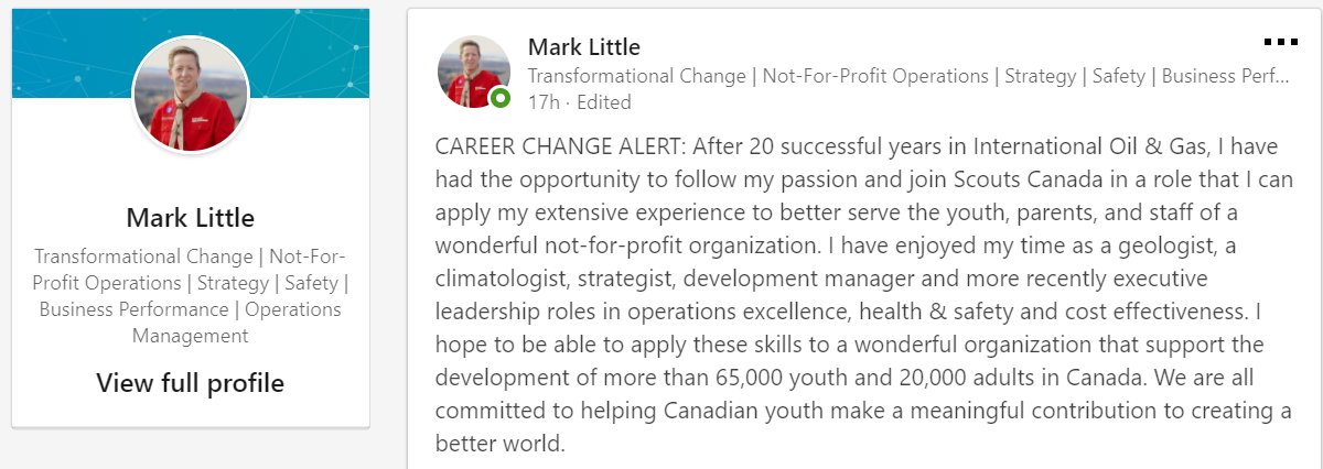 Excited that <a href="/ScouterMark/">Mark Little</a> will be joining the <a href="/scoutscanada/">Scouts Canada</a> staff team as ED Scouting Experience.