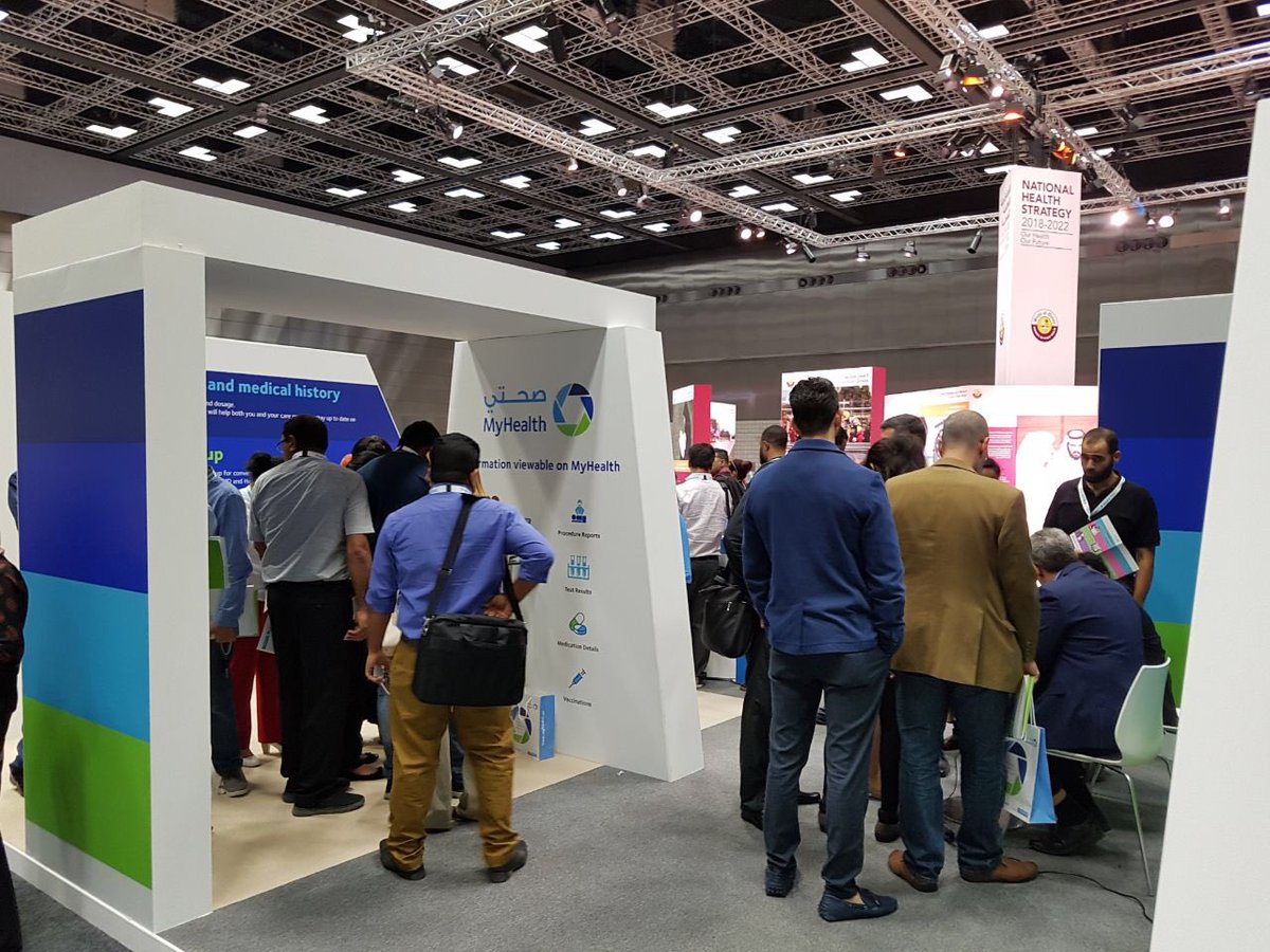 HMC_Qatar's tweet photo. More than 360 people registered today for the MyHealth patient portal. A project in collaboration with @hmc_qatar @phccqatar and @cernercorporation 
Patients can view their medical records and other data on their laptops, mobiles and tablets.
#meforum2018 https://t.co/NRizaK3YKt