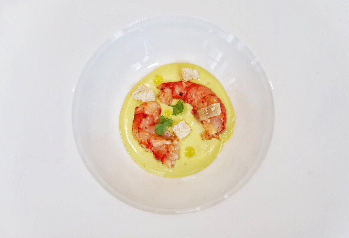 Emulsión de huevos fritos en #AOVE picual con gamba roja y anguila ahumada <a href="/Alicun_rest/">Alicún Restaurante</a> <a href="/PalaciodeUbeda/">Hotel Palacio de Úbeda 5GL</a> <a href="/GastroUbeda/">Gastro Renacimiento</a> <a href="/Pedhervas/">Pedro Hervás</a>
