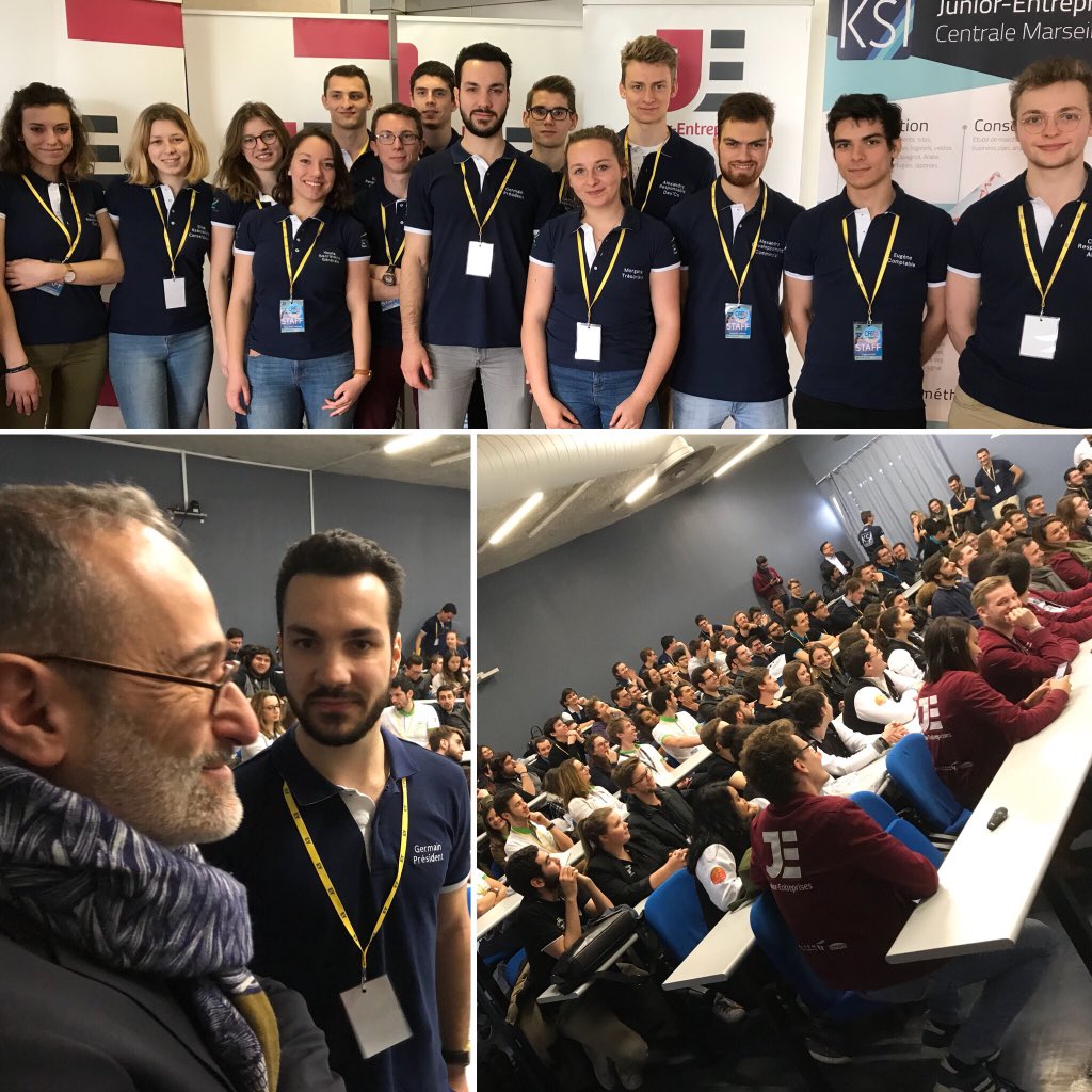 Ému d’introduire la réunion <a href="/cnje/">Junior-Entreprises</a> des Junior-Entreprises <a href="/CentraleMars/">Centrale Marseille</a> avec <a href="/ffotiadu/">Frédéric Fotiadu</a>, <a href="/MartinDelbecque/">Martin Delbecque</a> <a href="/GermainLef/">Germain Lefebvre</a> de <a href="/KSIecm/">KSI</a>, @je_mgate #crpmed18 #WeAreJE “l’expérience JE est un différenciant à vie ! KSI est une JE historique et incroyable”