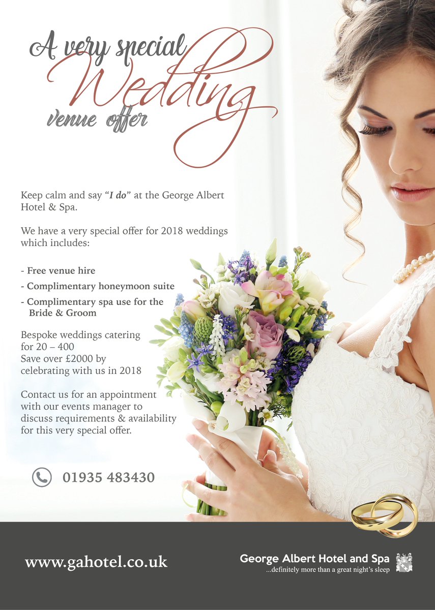 *SAVE THE DATE* Exciting News !!We now have a new date for our Wedding Fayre,  it won't be a Snow Day ! Sunday 20th May 2018 Put it in your dairy &amp; we will update you more over the coming weeks.  Looking forward to seeing you there.  The sun will  be shining this time. <a href="/GAHotel/">George Albert Hotel</a>