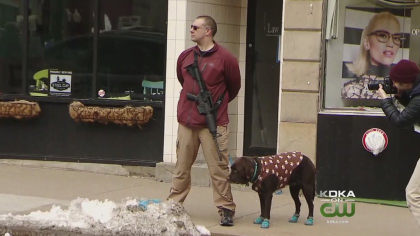 _NotFakeNews_'s tweet image. So this asshole showed up to the #MarchForOurLives march in Greensburg, PA with an AR-15 to protest the march.