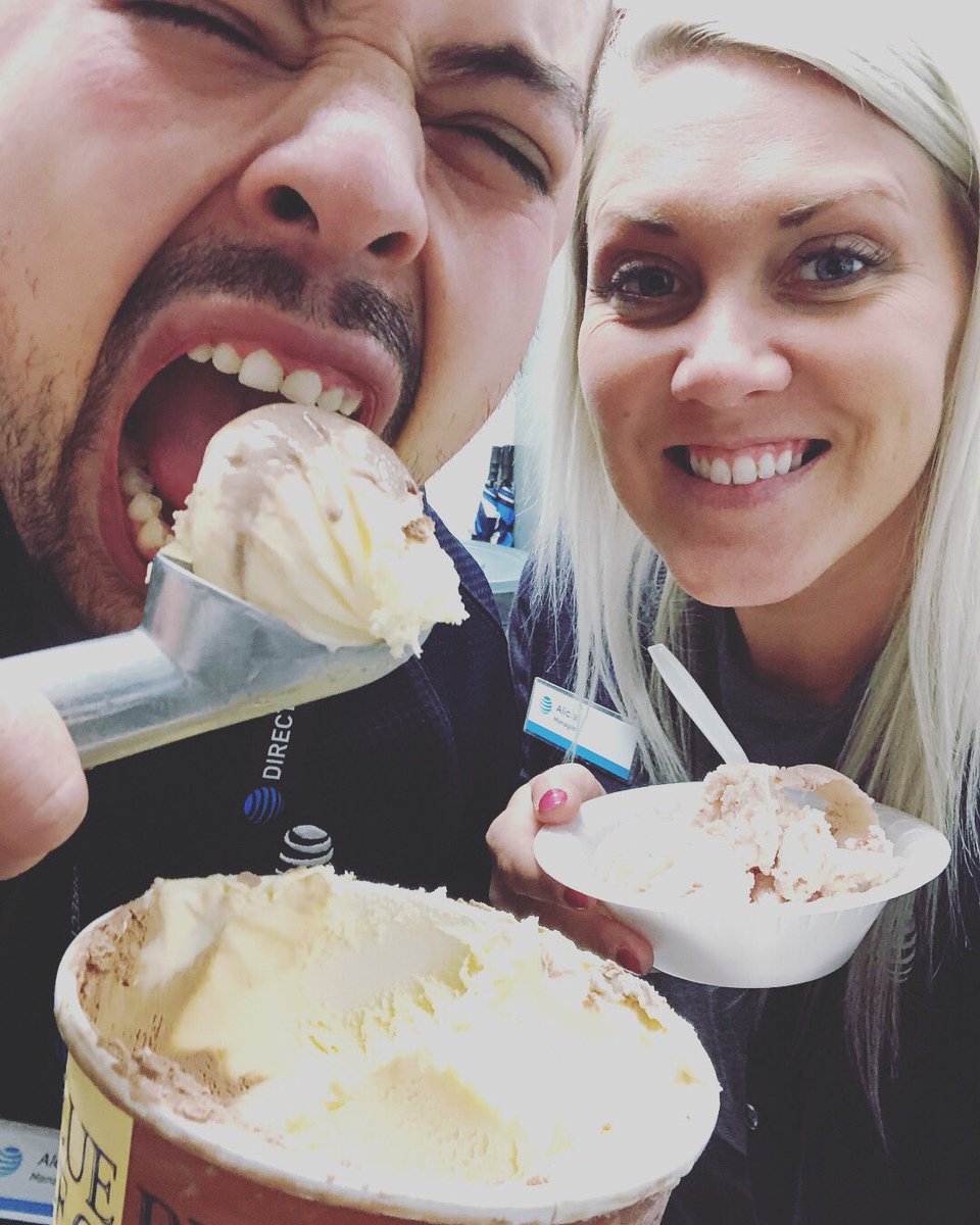 TeamJville's tweet photo. You’ve heard of the Cookie Monster...meet the Ice Cream Monster. We like to refer to him as Alex. 😂 #MidStatesProud #POWERCentral #LifeatATT #WorkHardPlayHard https://t.co/gsPyerKNba