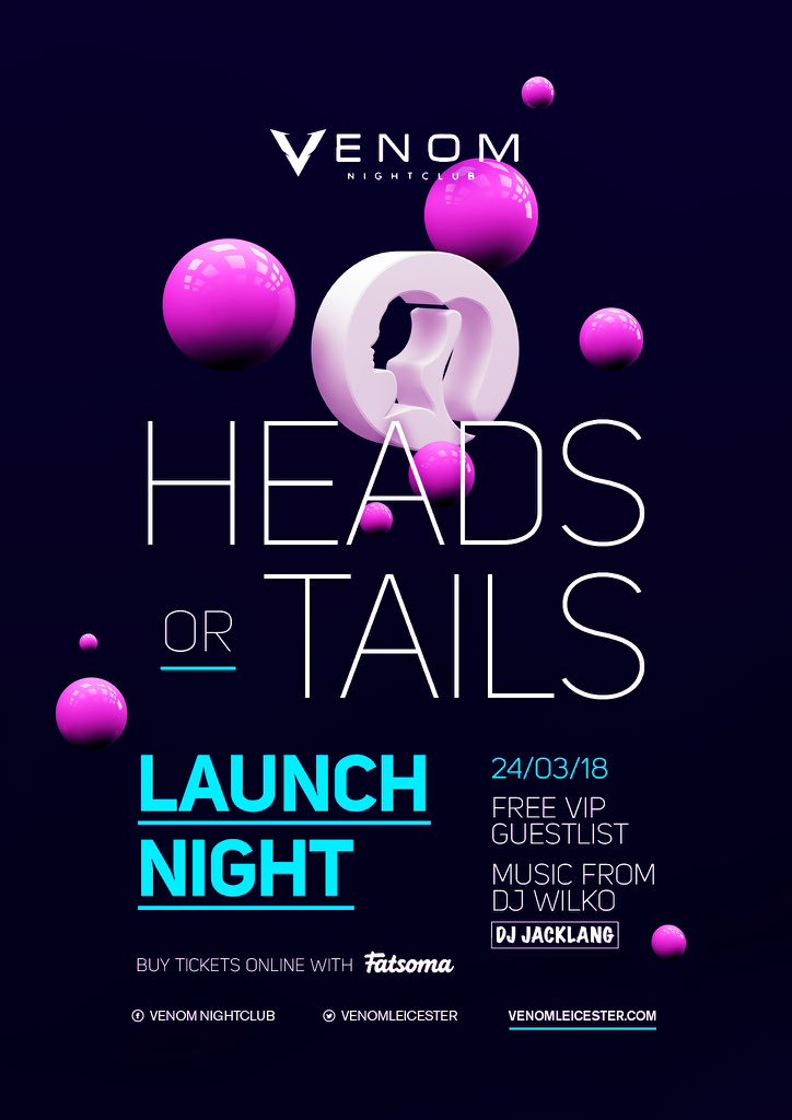 imagineleics's tweet photo. TONIGHT WE LAUNCH @heads_0r_tails AT @________venom________   THIS IS ONE NOT TO BE MISSED!!   AMAZING DRINKS OFFERS DJ @wilkoliam ON THE DECKS!! GET YOURSELF ON THE FREE ENTRY GUEST LIST NOW!! https://t.co/6tfoiAvFdd https://t.co/LP079IEd2s