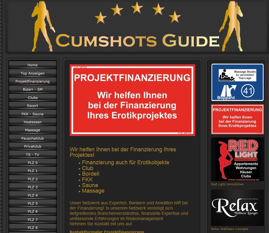 Wir helfen Ihnen bei der Finanzierung Ihres Projektes! #Finanzierung auch für #Erotikobjekte Unser Netzwerk aus Experten, Bankern und Anwälten hilft bei der  Finanzierung! In unserem Netzwerk vereinigt sich tiefgreifendes  Branchenverständnis, Nehmen Sie Kontakt (PN) mit uns auf.