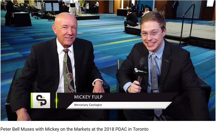 mercenarygeo's tweet photo. NEW! @peternbell and Mickey sit down at #PDAC18 to discuss their PDAC experience from the trenches and speculate about the junior market | https://t.co/OJ9ALFpGfs | #Contrarian #Investing #Commodities #Mining #Conferences #Toronto $ELY https://t.co/Fz31gz19W2